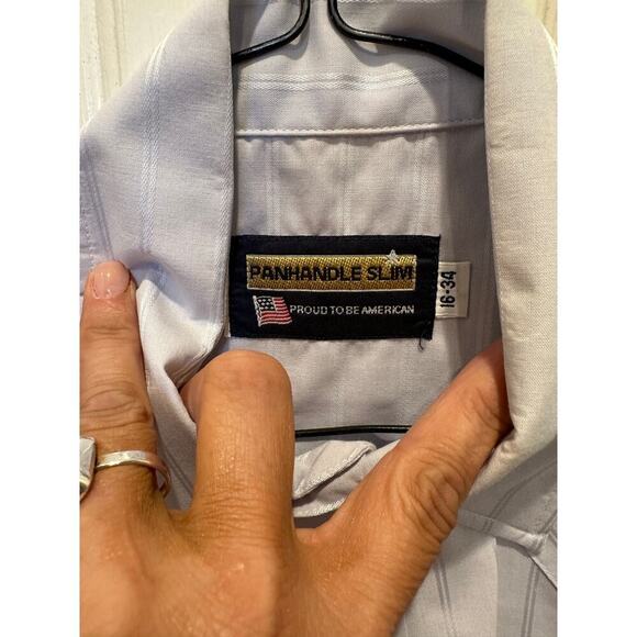 Panhandle Slim Men's Purple Pearl Snap Striped Long Sleeve Button Down Size 16 - Picture 3 of 6